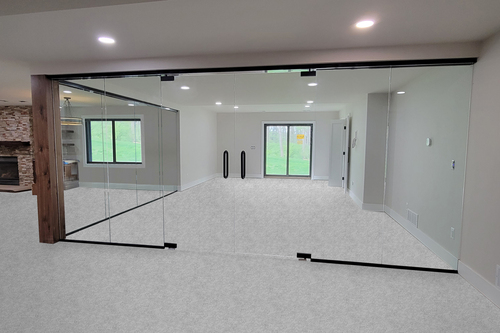 A photo of a custom glass office door in Novi.